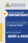 As inscrições para o Programa Universidade para Todos (PROUNI) referentes ao...